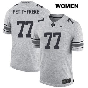 Women's NCAA Ohio State Buckeyes Nicholas Petit-Frere #77 College Stitched Authentic Nike Gray Football Jersey TD20S65OY